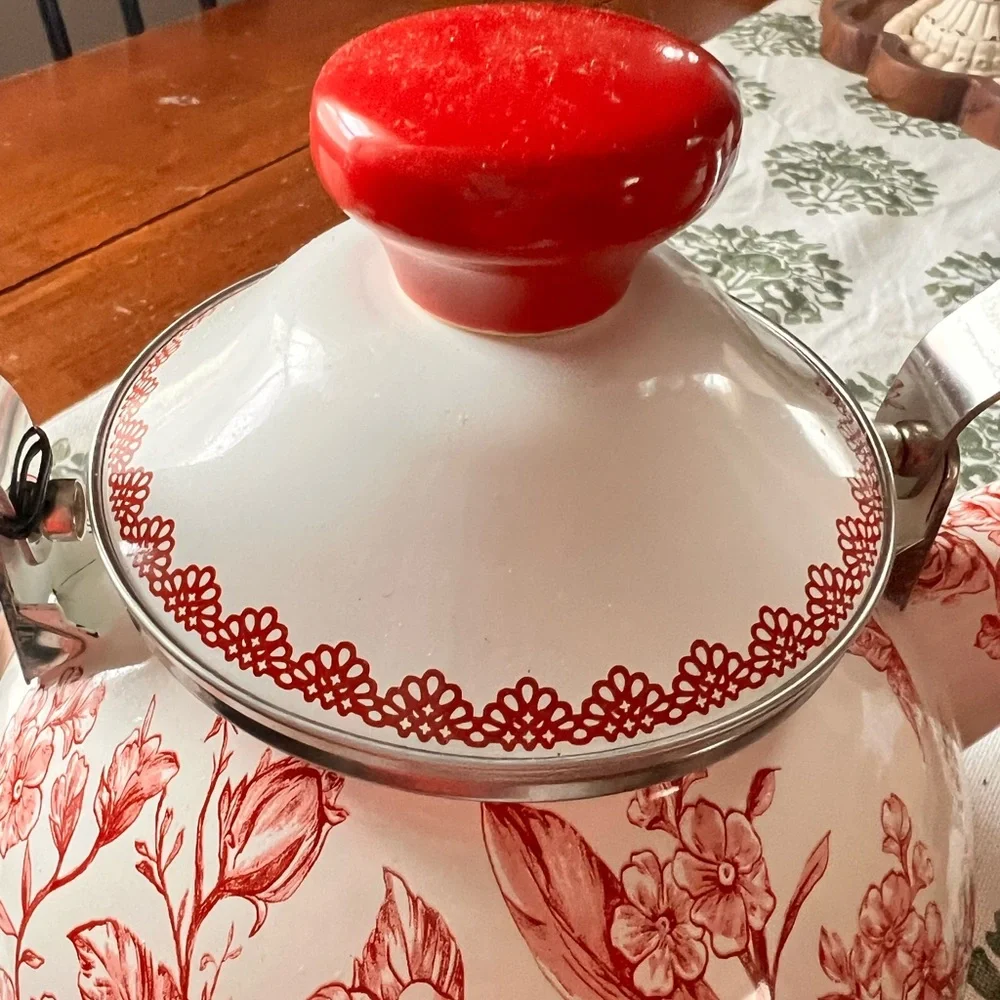 The Pioneer Woman Red Floral Enamel Tea Kettle